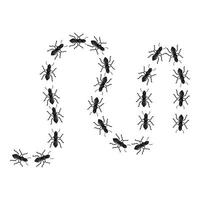 Black ants creating number zero on white background vector