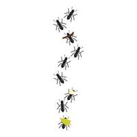 Colony of ants carrying different objects working together vector