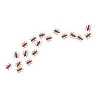 Colony of ants marching in trail on white background vector