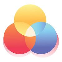 Three overlapping transparent circles creating a colorful gradient background vector