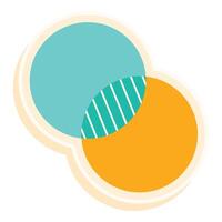Two colorful circles overlapping creating a venn diagram effect vector