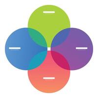 Abstract design with colorful circles intersecting showing connections vector