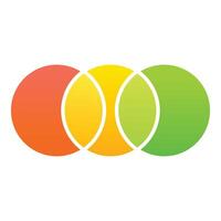 Three intersecting circles showing overlap and shared area vector