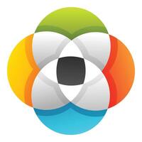 Colorful interlocking circles are creating a flower like design vector