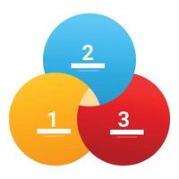 Three intersecting circles diagram showing areas of overlap vector