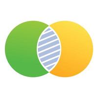 Venn diagram showing intersection with gradient colors and stripes vector