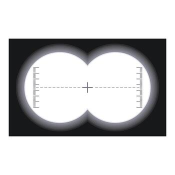 Binocular view display focusing on target using crosshair sight and scale markings vector