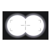 Binocular view with target crosshair showing two lenses on black background vector