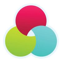 Three colored circles intersecting creating new colors showing harmony vector