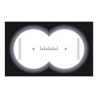Binocular view with measurement scale focusing on target vector