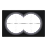 Binocular view showing crosshair grid for targeting vector
