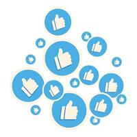 Many thumbs up floating giving positive feedback on white background vector