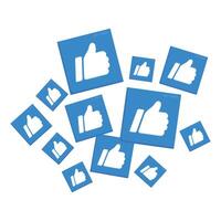 Many thumbs up icons are floating on white background vector