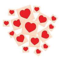 Red hearts floating on square tiles background vector