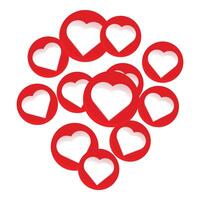Many red hearts floating representing social media likes vector