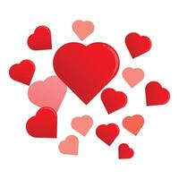 Red and pink hearts floating on white background vector