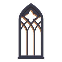 Tall gothic window with stone arch featuring a clover pattern vector