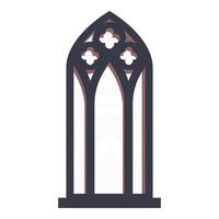 Gothic arch window with stone frame letting light through vector
