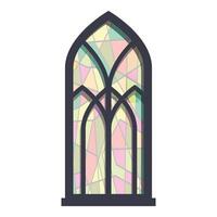 Gothic stained glass window with pastel colors showing geometric shapes vector