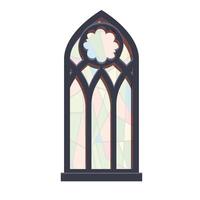 Gothic stained glass window with colorful pattern letting light through vector