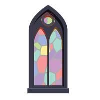 Gothic stained glass window displaying vivid colors on white background vector