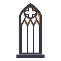 Gothic arch window with ornate stonework design vector