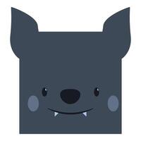 Cute square grey bat smiling showing fangs vector