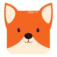 Cute square fox smiling with big eyes vector