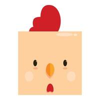 Cute square chicken surprised face expression vector