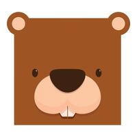 Cute square beaver face smiling and showing teeth vector
