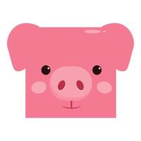 Cute pink square piglet smiling on white background vector