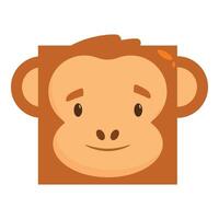 Happy square monkey face smiling and looking forward vector