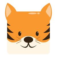 Cute square tiger cub smiling face closeup vector
