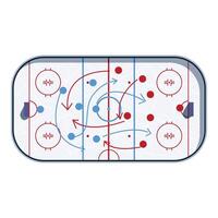 Hockey game strategy with arrows showing passing and shooting lanes on rink vector