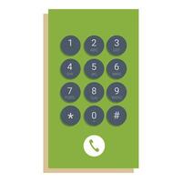 Green smartphone keypad showing numbers and call button vector