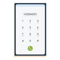 Smartphone showing phone call interface with number and keypad vector