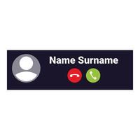 Smartphone interface showing incoming call with accept and decline buttons vector