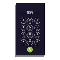 Smartphone showing number 889 waiting for call button push vector