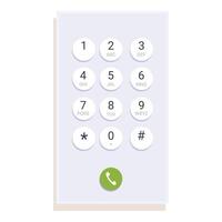 Mobile phone keyboard showing numbers and call button vector