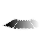 Curved blank film strip fading into white background vector