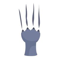 Gray paw with sharp claws extending for scratching vector