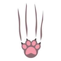 Cat paw print with claws extended leaving scratch marks vector