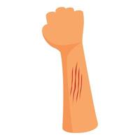 Hand showing self harm scars with a clenched fist vector