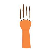 Tiger paw with claws out scratching background vector