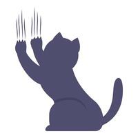 Cat scratching with claws extended in silhouette vector