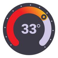 Round thermostat showing temperature setting at 33 degrees vector