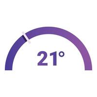 Circular gauge showing a temperature of 21 degrees vector