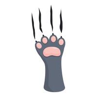 Gray cat paw with sharp claws extending in scratching gesture vector