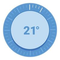 Round thermostat showing temperature at twenty one degrees celsius vector