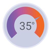 Circular temperature gauge showing 35 degrees celsius vector